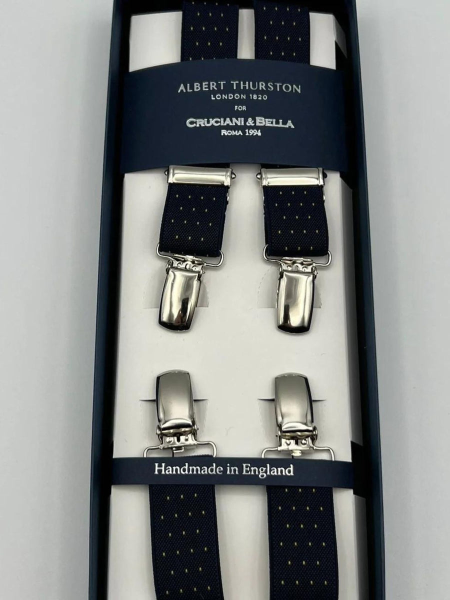 Albert Thurston - Elastic Clip-on-braces - 25 mm - Blue, Yellow Dots –  Cruciani & Bella