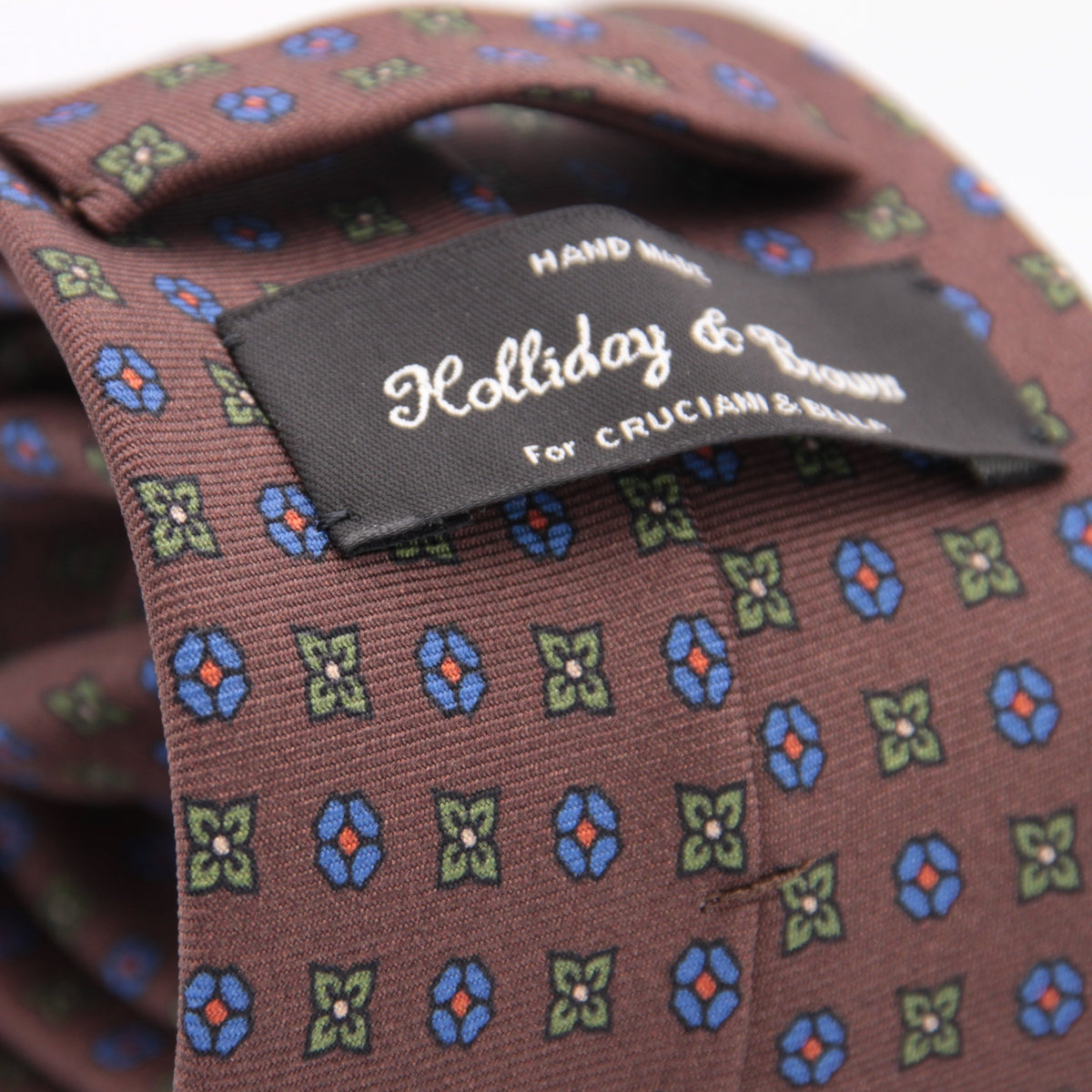 Holliday & Brown - Printed Silk - Brown/Orange/Off White motif tie –  Cruciani & Bella