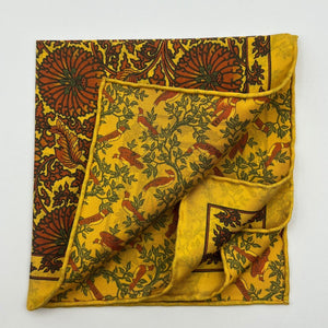 Cruciani & Bella - Silk - Yellow, Egg Yolk Double Patterned Motif Pocket Square