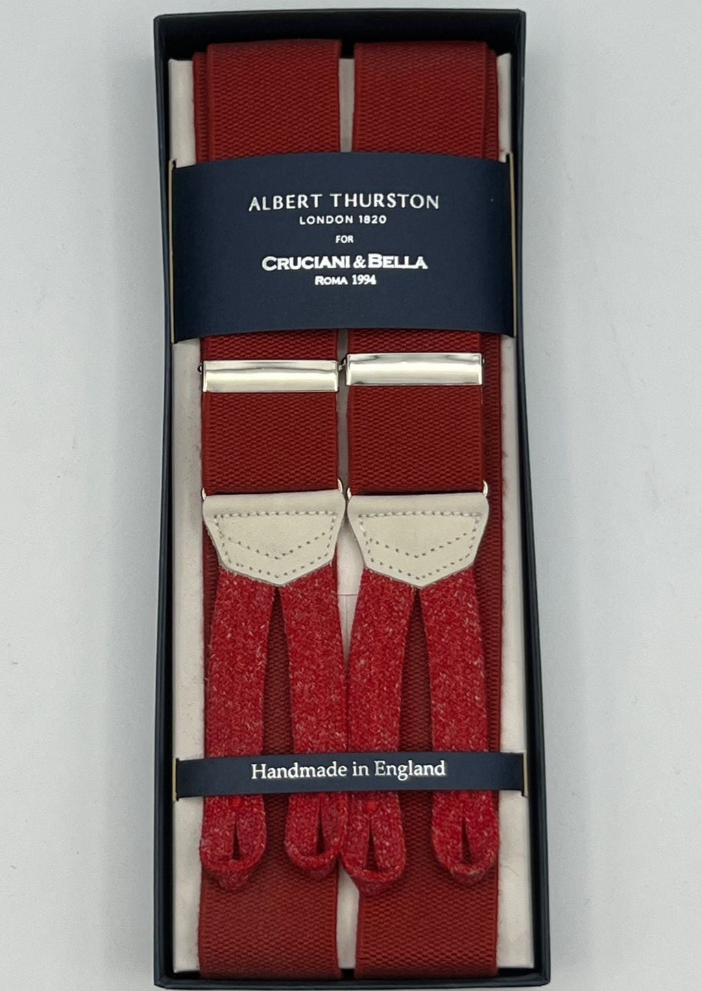 Albert Thurston - Elastic braces  - 35 mm - Braid End Red plain #4517