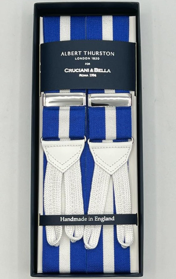 Albert Thurston New Dark Grey Moire Braces White Braid Ends and Silver  Fittings multifit Made in England 