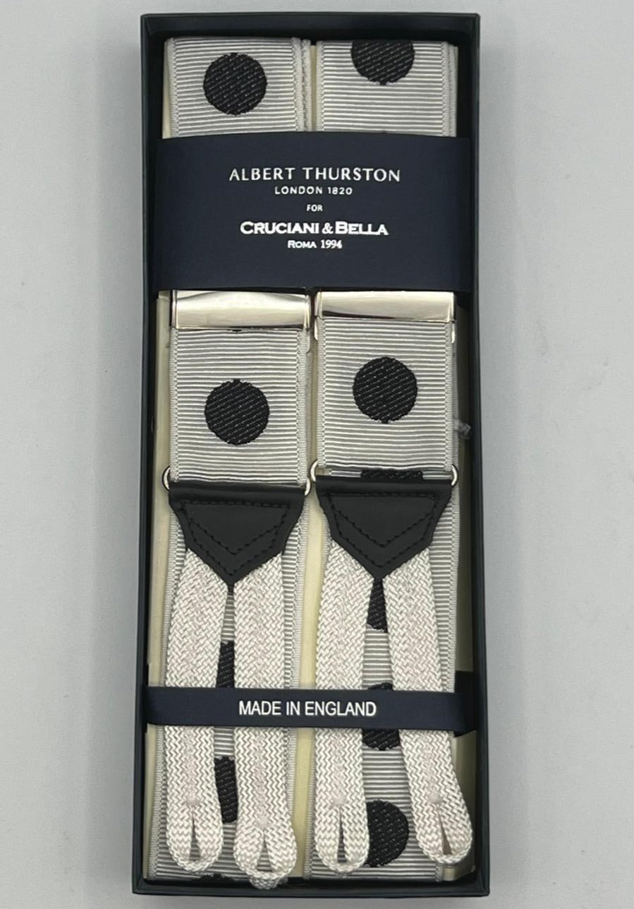 Albert Thurston -Woven Barathea Braces -40 mm- White/Black Coin