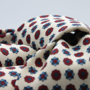 Cruciani &amp; Bella
Printed and Handmade in Italy
100% Wool
Unlined
White, Red and Blue Motif Tie
8 cm x 150 cm
#9139