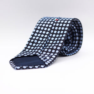 Cruciani &amp; Bella 100% silk Tipped Blue Navy and Baby Blue "Winston's Spot" Tie Handmade in Como, Italy 8 cm x 150 cm