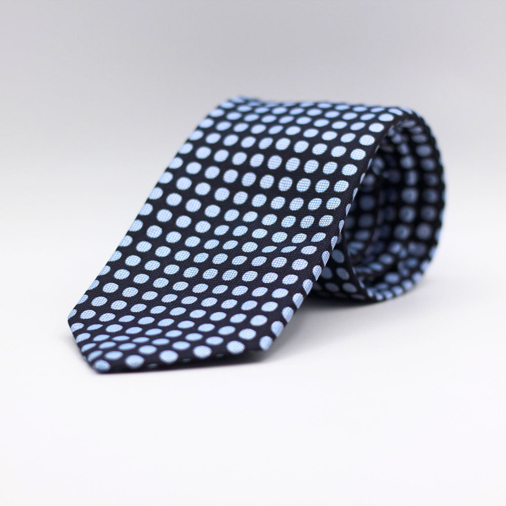 Cruciani &amp; Bella 100% silk Tipped Blue Navy and Baby Blue "Winston's Spot" Tie Handmade in Como, Italy 8 cm x 150 cm