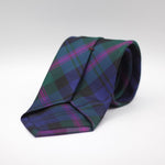 Cruciani &amp; Bella 100% Woven Jacquard Silk Self Tipped Blue, Green and Purple Tartan Tie Handmade in Italy 8 cm x 150 cm