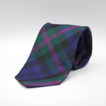 Cruciani &amp; Bella 100% Woven Jacquard Silk Self Tipped Blue, Green and Purple Tartan Tie Handmade in Italy 8 cm x 150 cm