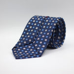 Cruciani &amp; Bella 100% Printed Silk Self-Tipped Blue, Light Blue and White Daisies Tie Handmade in Rome, Italy. 8 cm x 150 cm