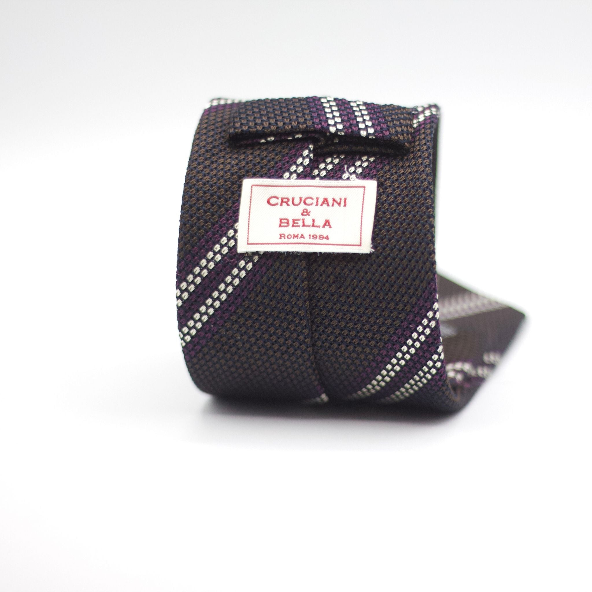 Brown, White and Purple Stripes Tie