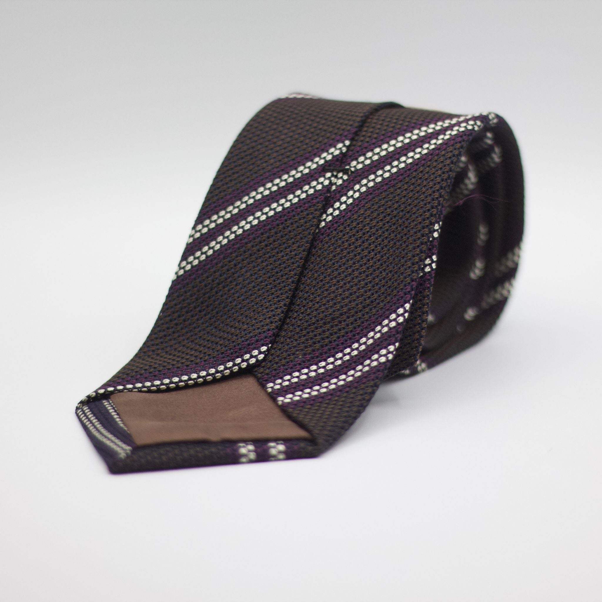 Brown, White and Purple Stripes Tie