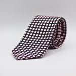  Cruciani &amp; Bella 100% silk Tipped Blue Navy and Pink "Winston's Spot" Tie Handmade in Como, Italy 8 cm x 150 cm