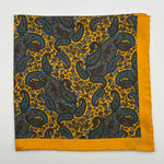 Cruciani & Bella - Silk - Yellow, Brown, Green Paisley Motif Pocket Square