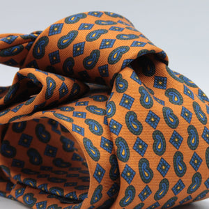 Cruciani &amp; Bella
100% Printed Hopsack Silk
Self Tipped
Handmade in England
Orange, Green and Blue Tie
Cm 152 X 8
#9013