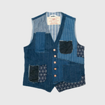 L'Egoiste  -Denim Patchwork Waistcoat   -Italian and Japanese Denim  -Made in EU  -Indigo  -3 pockets  -Copper buttons