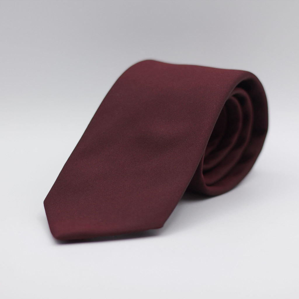 Drake's for Cruciani e Bella 100%&nbsp; Woven Jacquard Silk Tipped Red Wine Plain Tie Handmade in London, England