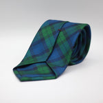 Cruciani &amp; Bella 100% Woven Jacquard Silk Self Tipped Green and Blue Tartan Tie Handmade in Italy 8 cm x 150 cm