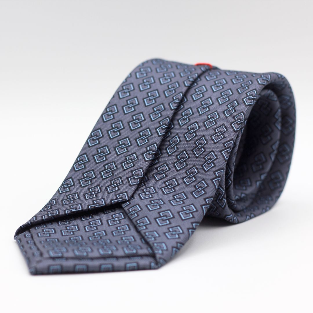 Cruciani & Bella - Silk - Grey, Blue and White Motif Tie