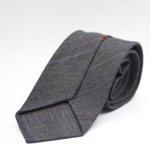 Cruciani & Bella 100% Wool - Harrison Made in England  Unlined Hand rolled blades Grey, Light Blue over check Unlined Tie Handmade in Italy 8 cm x 150 cm