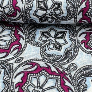 Cruciani &amp; Bella Hand-rolled&nbsp;&nbsp; 100% Silk Off White, Green, Light Blue and Purple Patterned&nbsp; Motif&nbsp; Pocket Square Made in England 33 cm X 33 cm