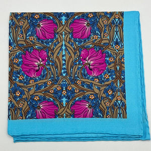 Cruciani & Bella - Silk - Light Blue, Magenta and Brown Motif Pocket Square #8730