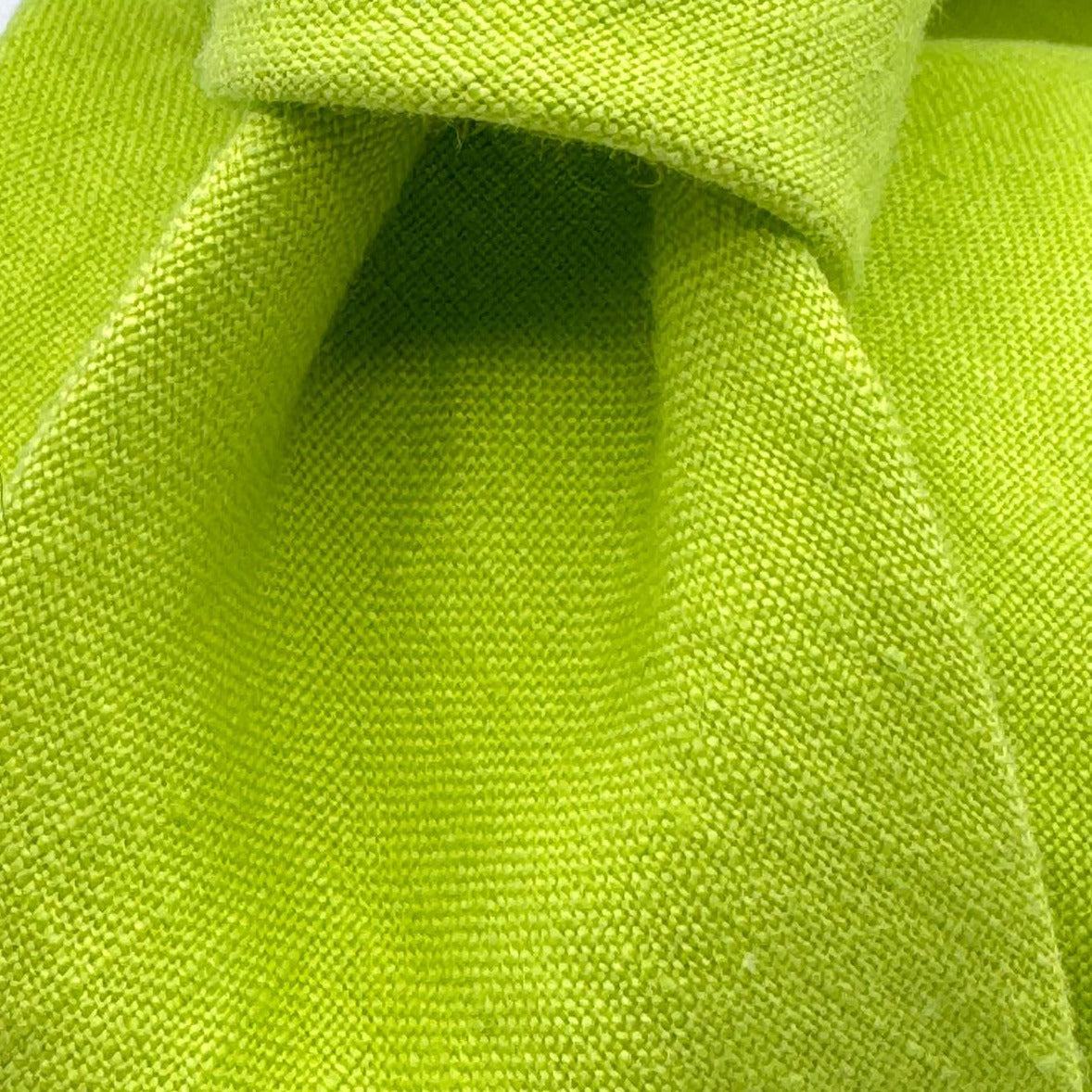 Cruciani &amp; Bella 100% Linen Unlined Lemon Yellow Tie Plain Tie Handmade in Italy 7 cm x 147 cm New Old Stock