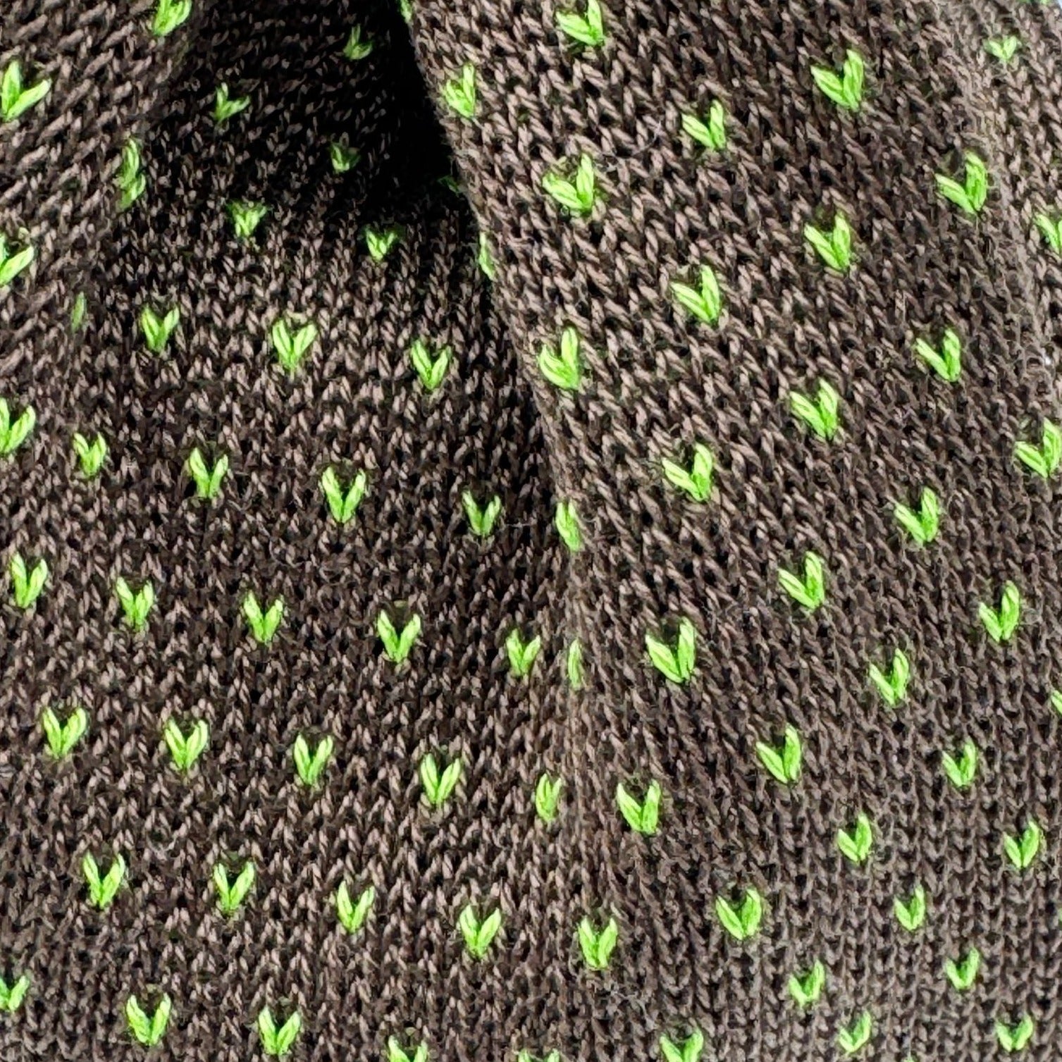 N.O.S. Cruciani & Bella - Knitted Cotton - Brown, Green Motif Tie #8881