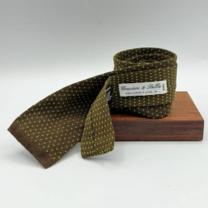 N.O.S. Cruciani & Bella - Knitted Cotton - Brown, Green Motif Tie #8881