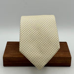 N.O.S. Holliday &amp; Brown&nbsp; 100% Silk&nbsp; Wowen Jaquard Tipped Tie Ivory Tie Light Brown Square Handmade in England 9,5 cm x 146 cm