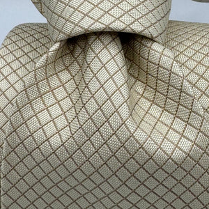 N.O.S. Holliday &amp; Brown&nbsp; 100% Silk&nbsp; Wowen Jaquard Tipped Tie Ivory Tie Light Brown Square Handmade in England 9,5 cm x 146 cm