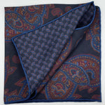 Holliday &amp; Brown for Cruciani &amp; Bella
Hand-rolled&nbsp;&nbsp;

100% Silk
Black, Olimpic Blue, Brown
Double Faces
Motif&nbsp; Pocket Square
Handmade in Italy

32 cm X 32 cm