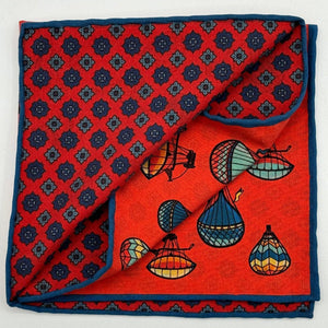 Cruciani &amp; Bella
Hand-rolled&nbsp;&nbsp;
100% Madder Silk&nbsp;
Orange, Red, Blue, Light Blue and Yellow
Motif Pocket Square
Double Faces
Made in Italy
33 cm X 33 cm