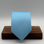Cruciani &amp; Bella
100% Printed Silk&nbsp;
Tipped
Baby Blue and White Polka Dots Motif Tie
Handmade in Italy
8,5 cm x 148 cm
New Old Stock