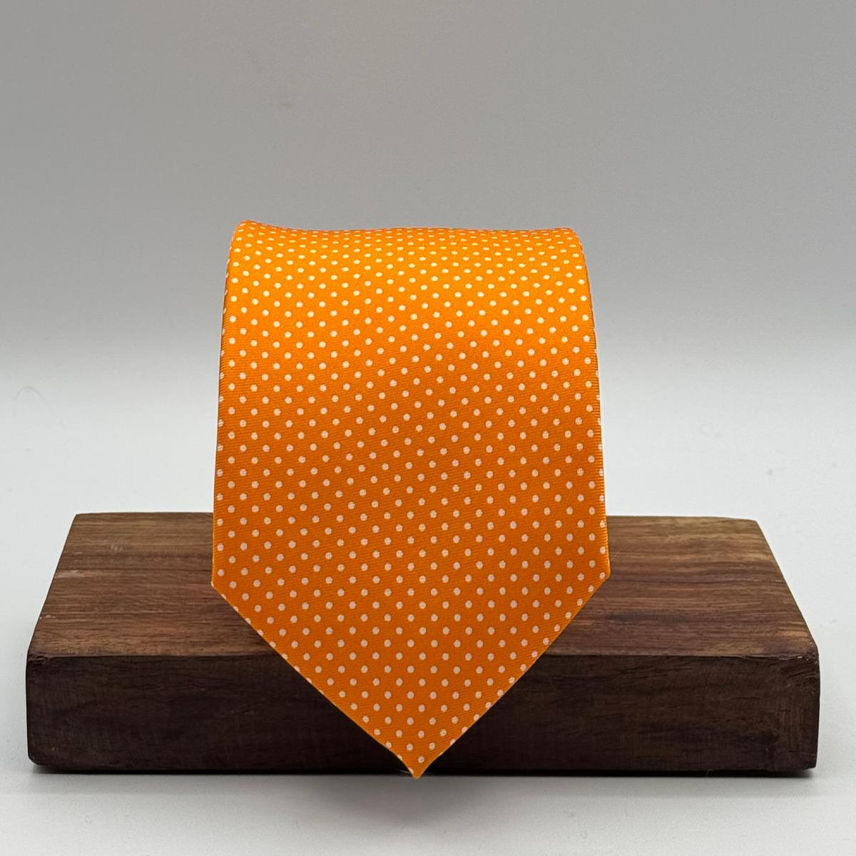 N.O.S. Cruciani & Bella - Printed Silk - Orange and White Polka Dots Motif Tie #9334