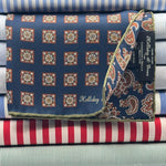 Holliday & Brown - Silk - Blue, Light Brown, White and Green Paisley Motif Pocket Square #9370