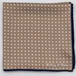 Holliday &amp; Brown
Blue Hand-rolled&nbsp;&nbsp;
Holliday &amp; Brown for Cruciani &amp; Bella
100% Silk
Sand and White
Double Faces
Dots and Pied de Poule Motif&nbsp; Pocket Square
Handmade in Italy

32 cm X 32 cm
