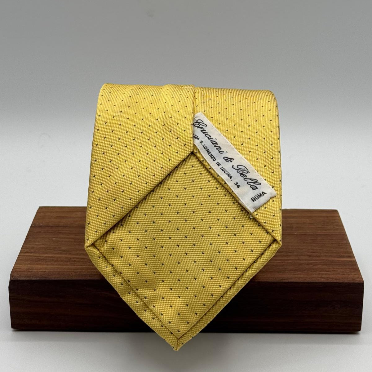 N.O.S. Cruciani & Bella - Silk - Gold Yellow Tie with Blue  Dots #7226