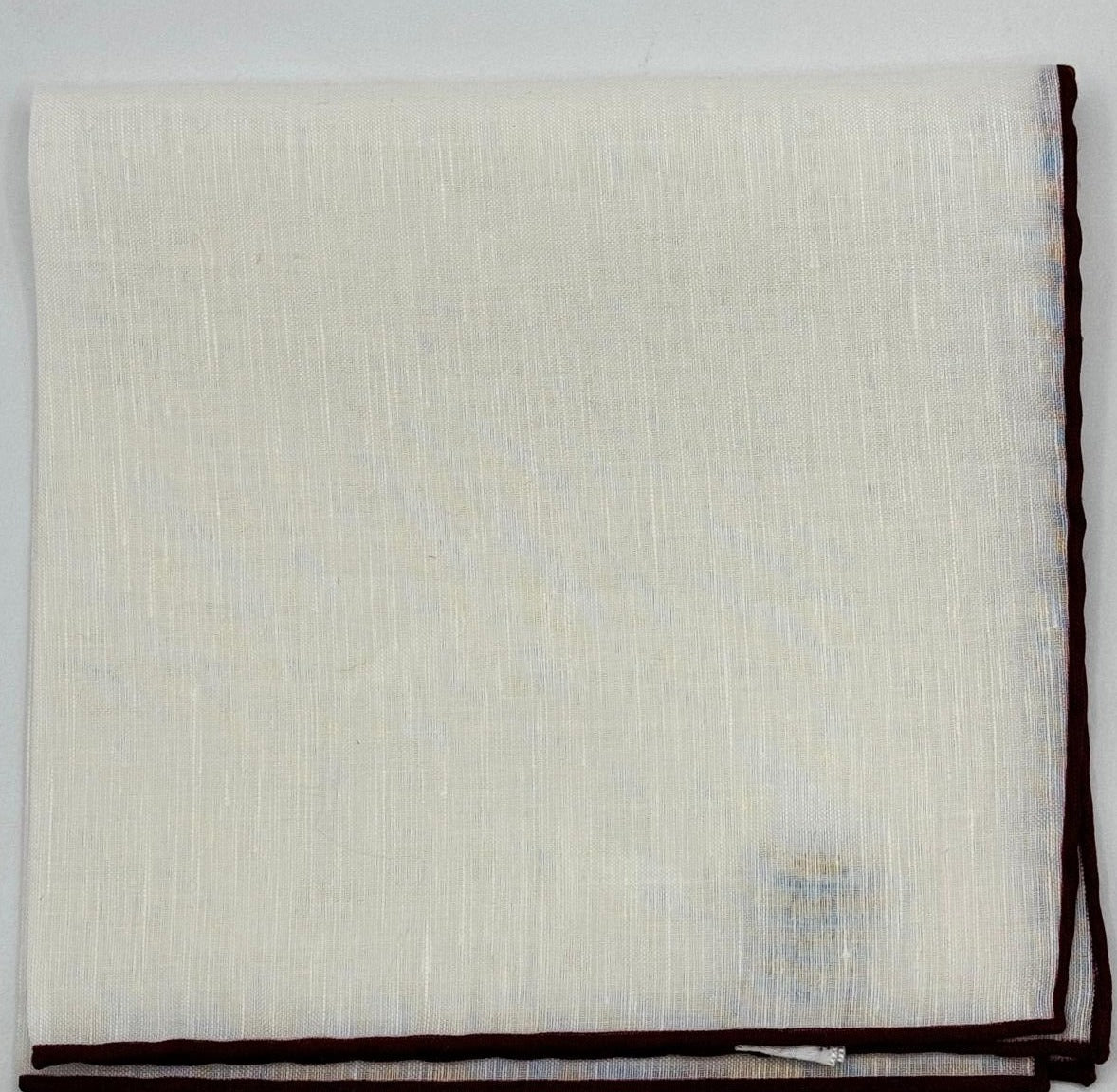 Cruciani &amp; Bella 60%Linen 40% Cotton Hand-rolled&nbsp; -&nbsp; Pocket Square White and Red Wine Handmade in Italy  33 cm X 33 cm