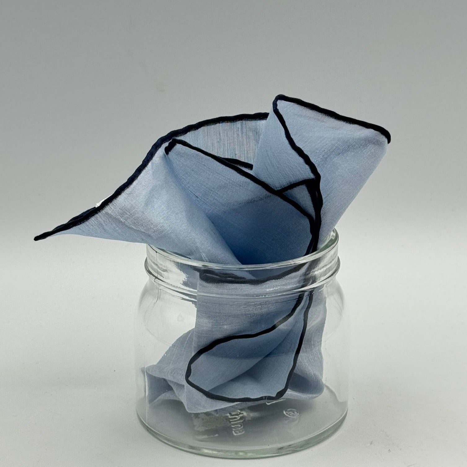 Cruciani &amp; Bella 60%Linen 40% Cotton Hand-rolled&nbsp; -&nbsp; Pocket Square Light Blue and Dark Blue Handmade in Italy  33 cm X 33 cm