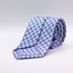 Cruciani &amp; Bella 100% Printed Silk Self-Tipped Light Blue and Pink Tie Handmade in Rome, Italy. 8 cm x 150 cm