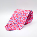 Cruciani &amp; Bella 100% Printed Silk Silk Made in England&nbsp; Self-tipped Pink, Blue and White Paisley Motif Tie 8 cm x 150 cm Handmade in &nbsp;England