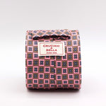 Cruciani & Bella 100% Silk Printed Self-Tipped Pink, Brown and Grey Motif Tie Handmade in Rome, Italy. 8 cm x 150 cm