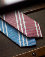 Cruciani &amp; Bella 100% Silk Garza Fina Woven in Italy Tipped Baby Blue, white Stripes Tie Handmade in Italy 8 cm x 150 cm