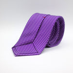 Cruciani &amp; Bella 100% Printed Silk Self-Tipped Purple, White Pindots Tie Handmade in Rome, Italy. 8 cm x 150 cm