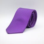 Cruciani &amp; Bella 100% Printed Silk Self-Tipped Purple, White Pindots Tie Handmade in Rome, Italy. 8 cm x 150 cm