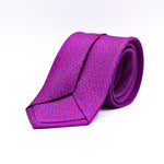 Cruciani &amp; Bella 100% Printed Silk Self-Tipped Purple and Red Motif Tie Handmade in Rome, Italy. 8 cm x 150 cm