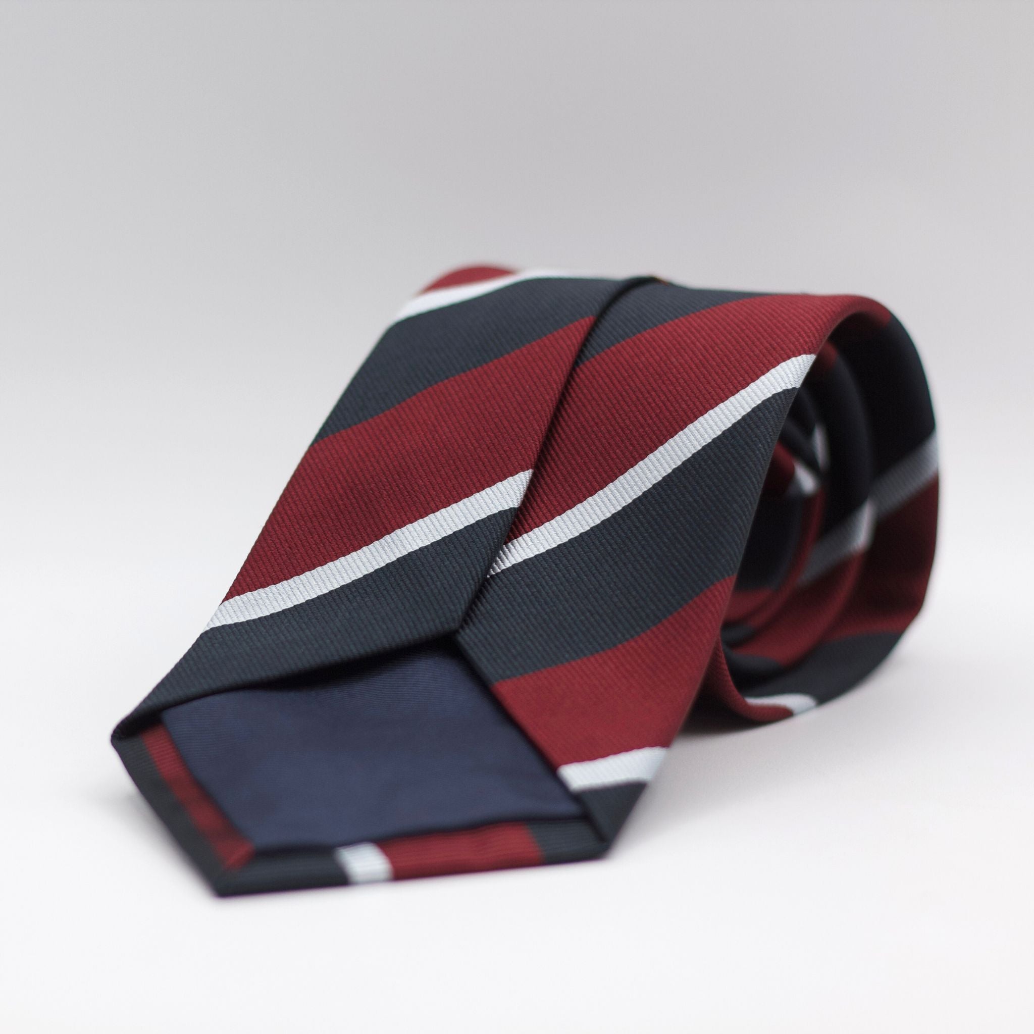 Holliday &amp; Brown 100% Jacquard Silk Tipped "R.A.F." Regimental Tie Burgundy, Black and White Stripes Handmade in Italy 8 cm x 148 cm