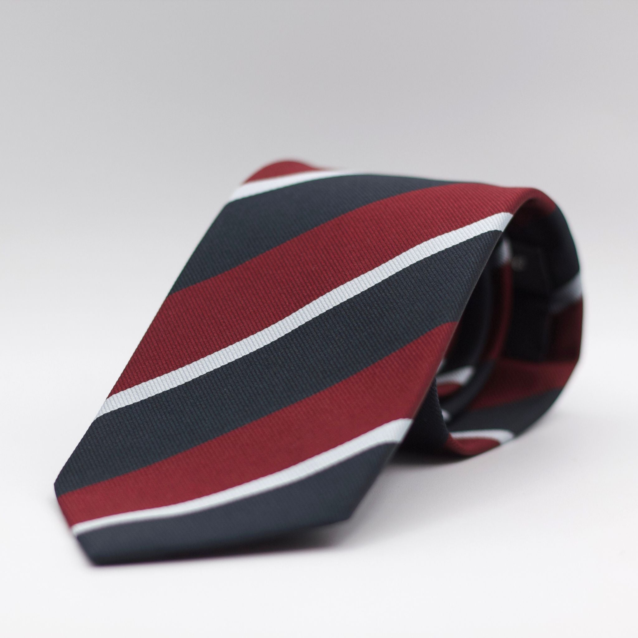 Holliday &amp; Brown 100% Jacquard Silk Tipped "R.A.F." Regimental Tie Burgundy, Black and White Stripes Handmade in Italy 8 cm x 148 cm