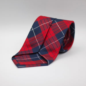 Cruciani &amp; Bella 100% Woven Jacquard Silk Self Tipped Red, Blue and White Tartan Tie Handmade in Italy 8 cm x 150 cm