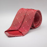 Cruciani &amp; Bella 100% Silk Grenadine Garza Grossa Woven in Italy Tipped Red tie, White Dots&nbsp; Handmade in Italy 8 cm x 150 cm