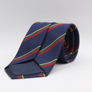 Holliday &amp; Brown 100% Jacquard Silk Tipped "Royal Marines" Regimental Tie Blue, Red, Green and Yellow Stripes Handmade in Italy 8 cm x 148 cm